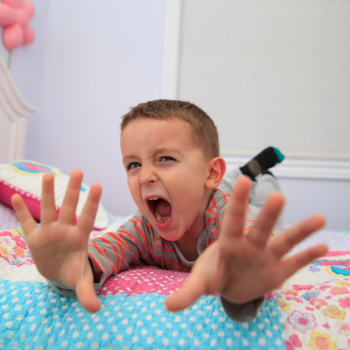 Impulsive Sleep Deprived Child Jumping on Bed